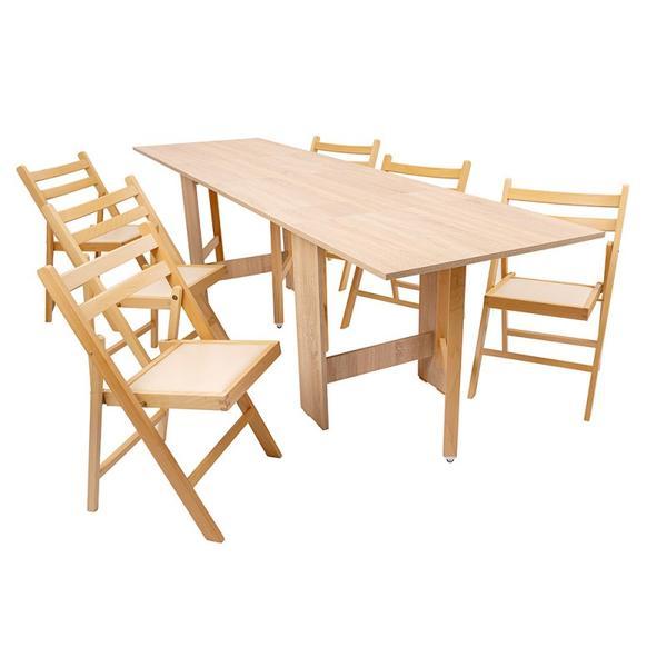 Set masa plianta de 12 persoane cu 6 scaune pliante 274x50x78 cm, stejar sonoma