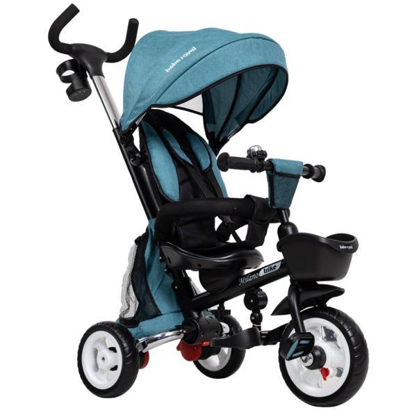 Tricicleta beberoyal milano trike 510 tc turcoaz copii, pliabila, reglabil, reversibil, copertina, maner parental