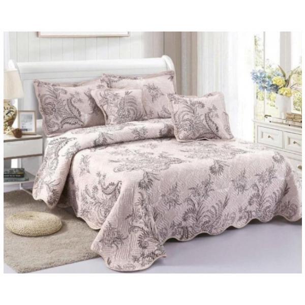 Set cuvertura de pat- 5 piese - 100% bumbac, culoare crem - fabricat in romania
