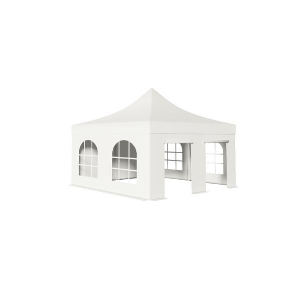 Pavilion Pliabil Professional Aluminiu 50 mm, cu ferestre, PVC 620 gr /m², alb, ignifug, 5x5 m - Corturi24