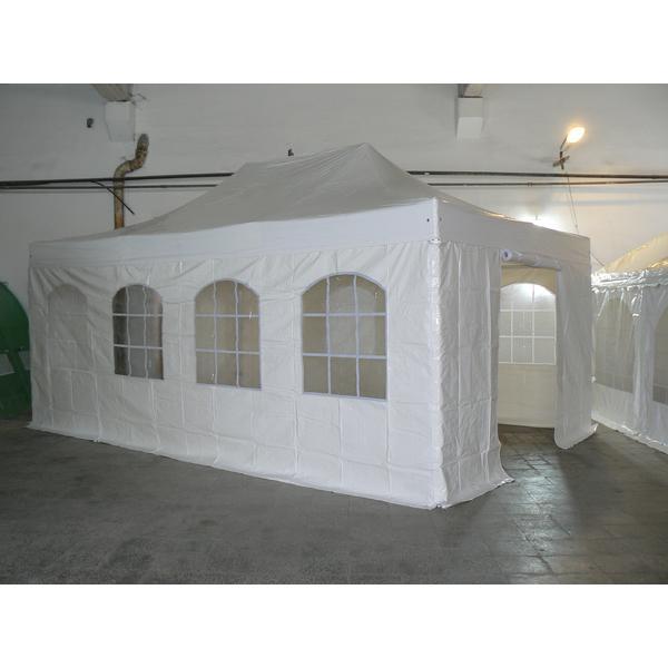 Pavilion pliabil Professional Aluminiu 50 mm, cu ferestre, PVC 620 gr /m², alb, ignifug, 4x8 m - Corturi24