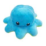 Jucarie reversibila din plus Octopus doll, Oktane, caracatita cu 2 fete pentru reprezentarea sentimentelor, 20x20cm, albastru-verde