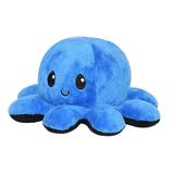 Jucarie reversibila din plus Octopus doll, Oktane, caracatita cu 2 fete pentru reprezentarea sentimentelor, 20x20cm, albastru-negru