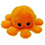 Jucarie reversibila din plus Octopus doll, Oktane, caracatita cu 2 fete pentru reprezentarea sentimentelor, 20x20cm, galben-orange