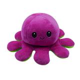 Jucarie reversibila din plus Octopus doll, Oktane, caracatita cu 2 fete pentru reprezentarea sentimentelor, 20x20cm, verde-purple