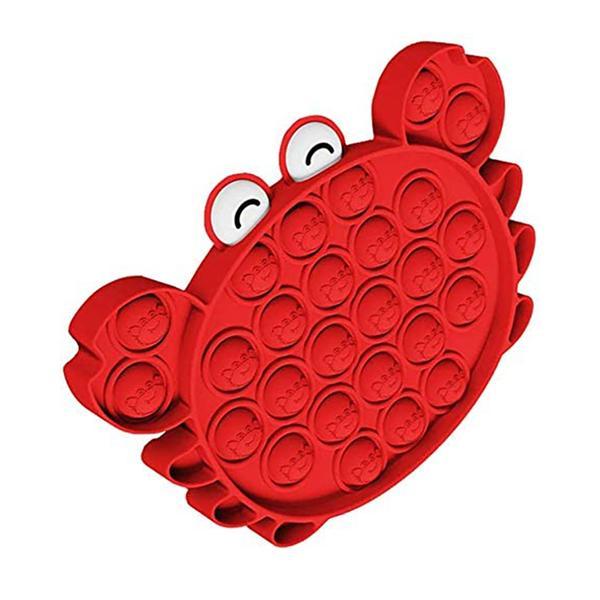 Jucarie senzoriala din silicon push pop bubble crab red, oktane, autism, nevoi speciale, antistres pentru scoala/birou, 15.7 x 11.7 x 1.5 cm, rosu