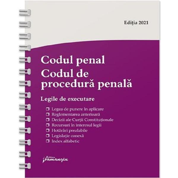 Codul penal. codul de procedura penala. legile de executare act. 8.01.2021, editura hamangiu