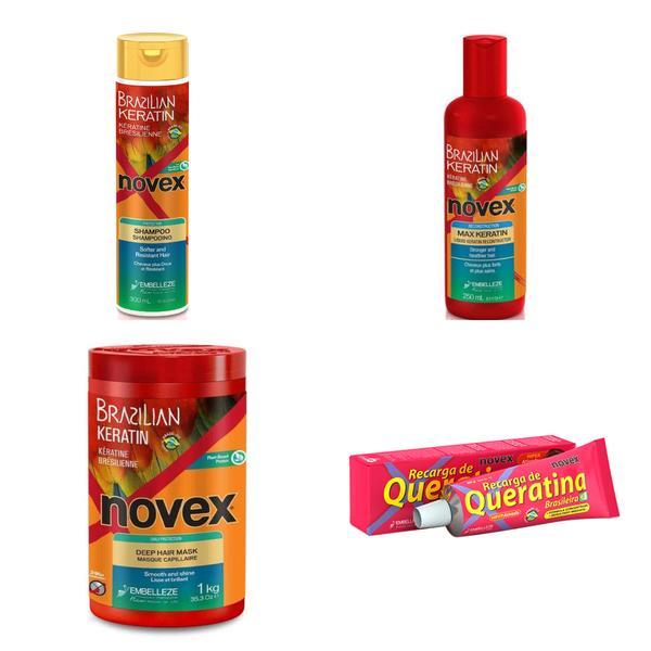 Set cadou Keratina Braziliana Novex (sampon 300 ml+Masca 1 kg+keratina lichida+crema keratina 80 g