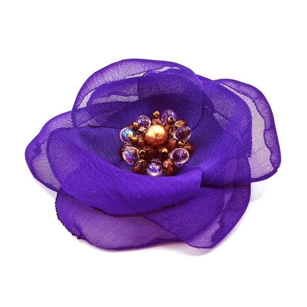 Brosa eleganta floare mov handmade, evelina, zia fashion