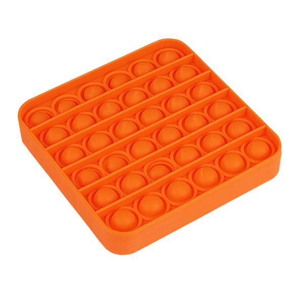 Jucarie senzoriala din silicon push pop bubble patrat, oktane, autism, nevoi speciale, antistres pentru scoala/birou, 12.6 x 12.6 x 1.6 cm, orange