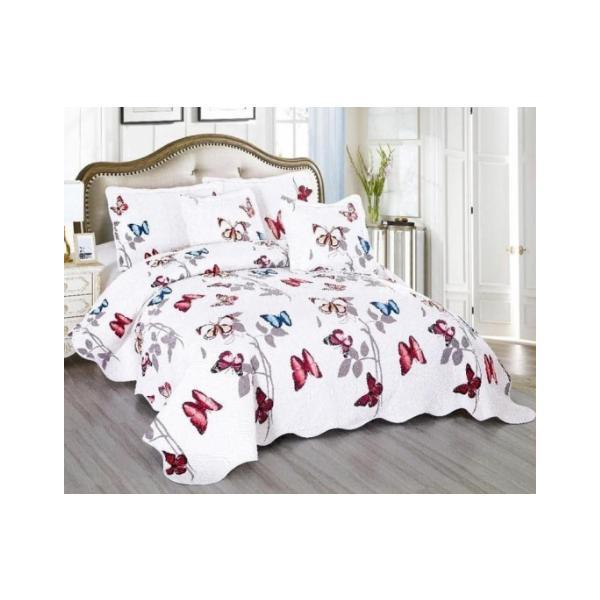 Set cuvertura de pat- 5 piese- 100% bumbac multicolor - fabricat in romania