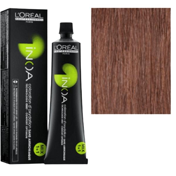 Vopsea de par permananenta fara amoniac l'oreal professionnel inoa 7.42 medium blonde iridescent copper, 60 ml
