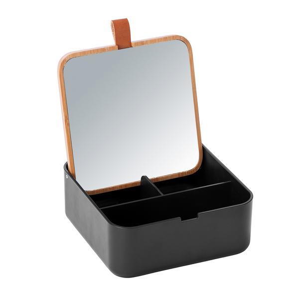 Organizator cosmetice cu oglinda bovisa negru - maxdeco