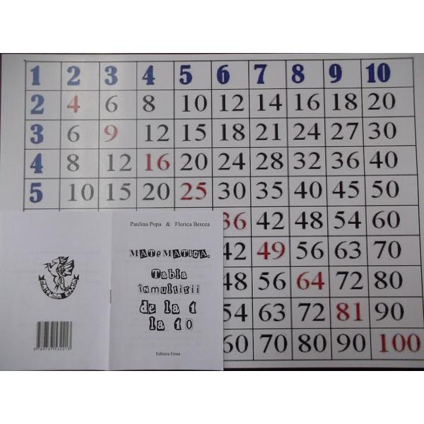 Matematica, Tabla inmultirii de la 1 la 10 cu planse - Paulina Popa, Florica Bercea, editura Emia
