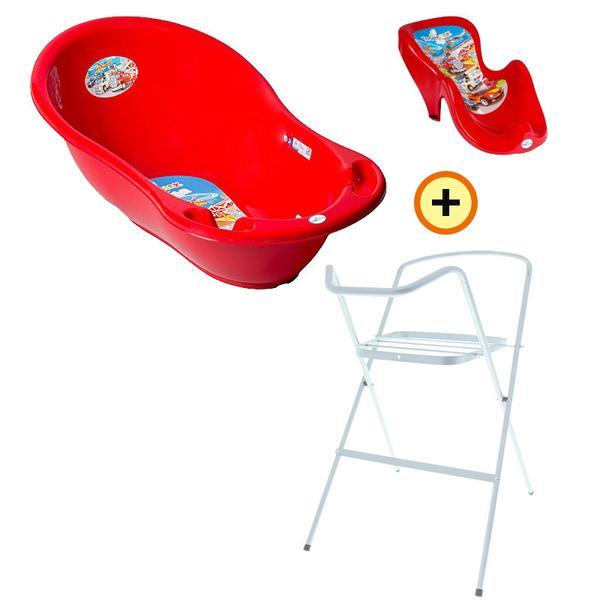 Set cadita cars rosu 86 cm + suport metalic + suport anatomic cadita