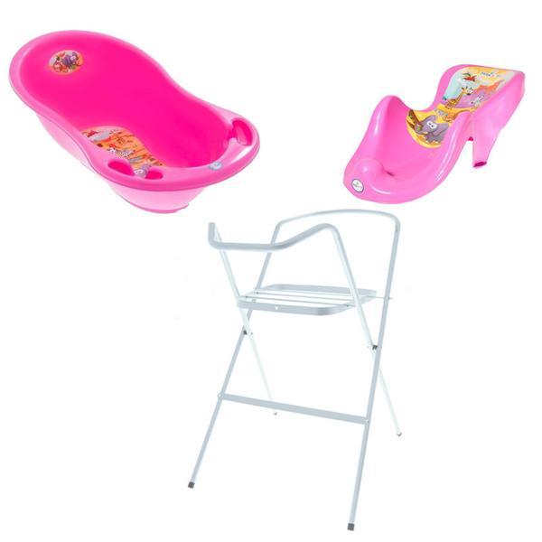 Set pachet cadita sf roz + suport anatomic si suport metalic - tega baby