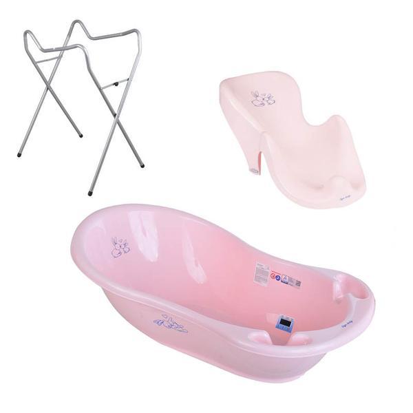 Set pachet cadita roz KR 102 cm + suport anatomic si suport universal