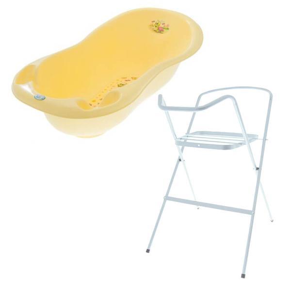 Set cadita 102 cm turtle galben + suport metalic cadita - tega baby
