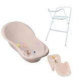 Set pachet cadita Forest Fairytail Gri deschis 102 cm + suport anatomic si suport metalic - Tega Baby