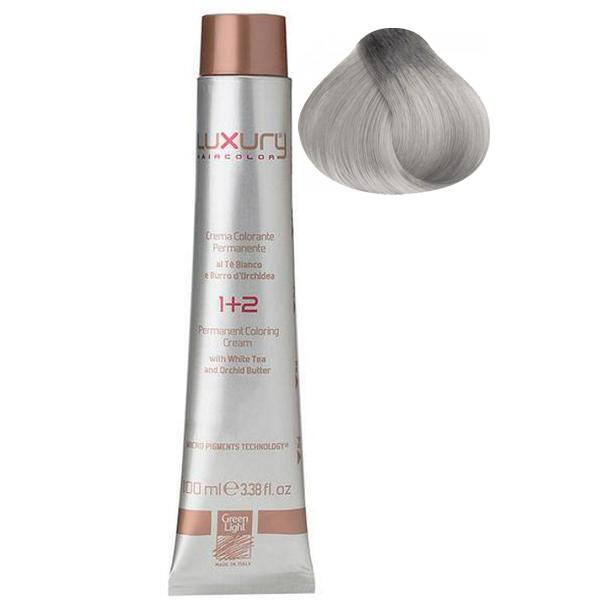 Vopsea crema permanenta luxury green light, nuanta platium metallic blond 10.111, 100 ml