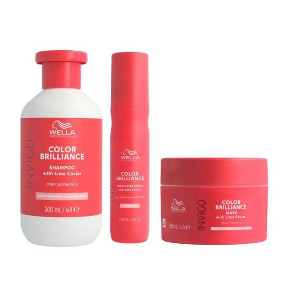 Pachet pentru Par Vopsit - Wella Professionals Invigo Color Brilliance: Sampon 300 ml, Masca 150 ml, Spray 150 ml