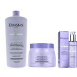 Pachet pentru Par Blond - Kerastase Blond Absolu: Sampon Violet 1000 ml, Masca 500 ml, Ser 150 ml