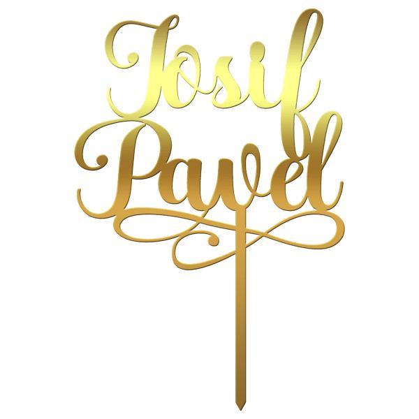 Cake topper personalizat nume iosif pavel mht - tomvalk