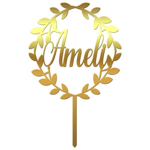 Cake topper personalizat nume ameli cl - tomvalk