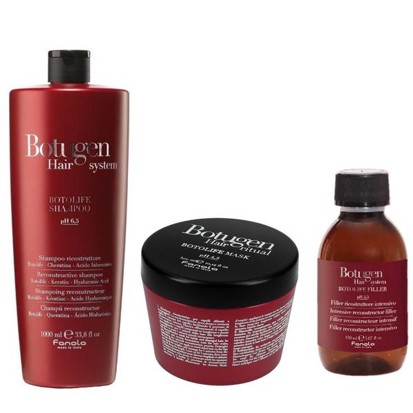 Pachet Reconstructor pentru Par Deteriorat - Fanola Botugen Hair System Botolife Reconstructor: Sampon 1000 ml, Masca 300 ml, Tratament 150 ml