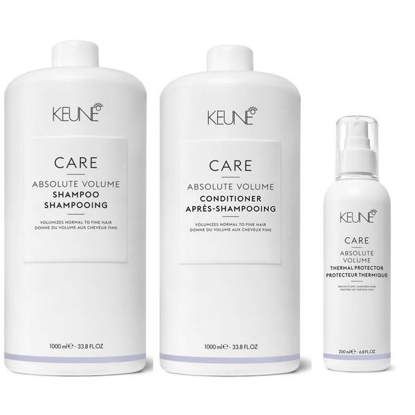 Pachet pentru Volum - Keune Care Absolute Volume: Sampon 1000 ml, Balsam 1000 ml, Spray 200 ml