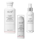 Pachet pentru Netezire - Keune Care Keratin Smooth: Sampon 300 ml + Crema de Par 50 ml + Tratament 140 ml