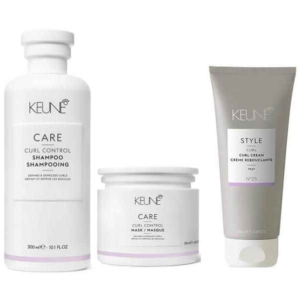 Pachet pentru Par Ondulat – Keune Care Curl Control: Sampon 300 ml, Masca 200 ml, Crema de Par 200 ml
