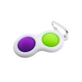 Jucarie Push Pop Bubble Fidget, Pop It, breloc, mov/verde/alb, 7x4cm