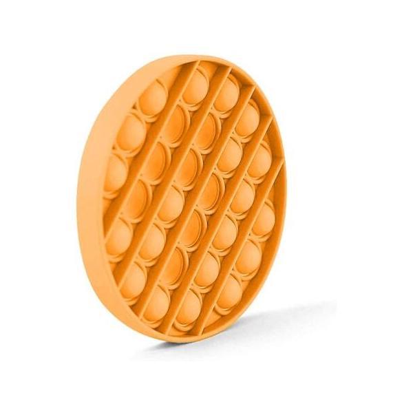 Jucarie antistres din silicon, push pop bubble, pop it, forma cerc, portocaliu, 12x12x1.5cm, olimp 
