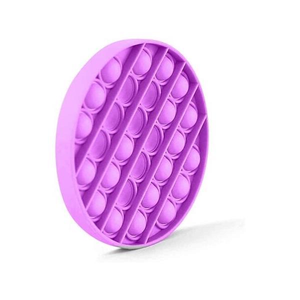 Jucarie antistres din silicon, push pop bubble, pop it, forma cerc, mov, 12x12x1.5cm, olimp