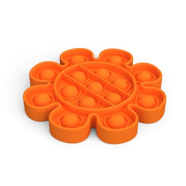 Push bubble fidget jucarie senzoriala, pop it, floare, 12.5 cm, portocaliu