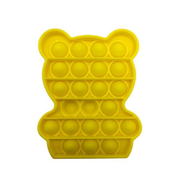 Jucarie antistres din silicon, pop it now, forma ursulet, galben, 12x10cm, shop like a pro