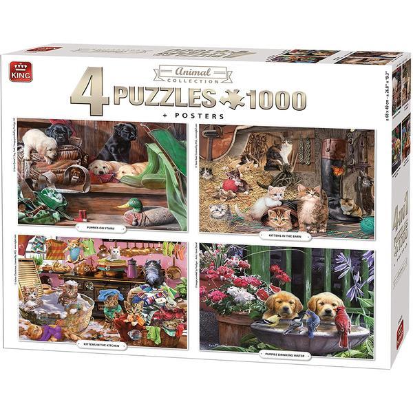 King puzzle 4 buc * 1000 piese colectia animale