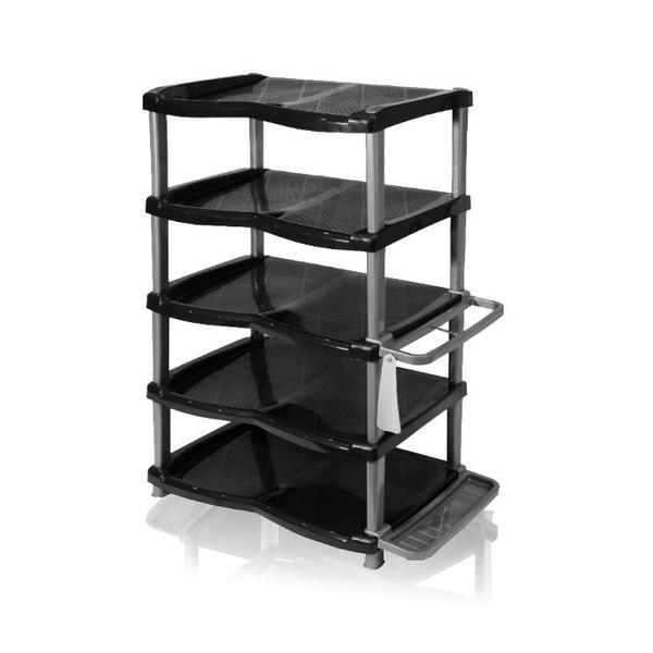 Organizator sau raft pentru pantofi cu 5 etaje, negru, 47x33x85 cm - maxdeco