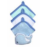 Set 3 mini prosoape si burete baie copii si bebelusi Balena 149 Albastru - BabyOno