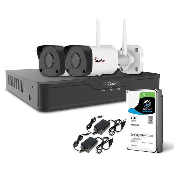 Kit wireless complet supraveghere 2 camere exterior, 2 mp, ir 30m, accesorii incluse + hdd 1tb
