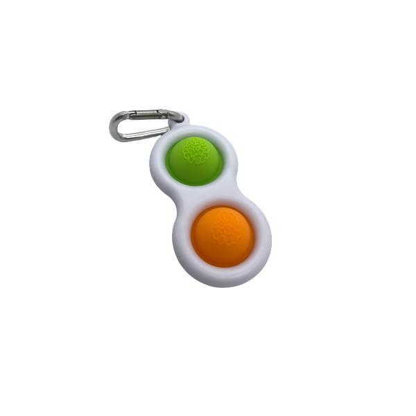 Jucarie push pop bubble fidget, pop it, breloc, verde/portocaliu/alb, 7x4cm, shop like a pro, olimp