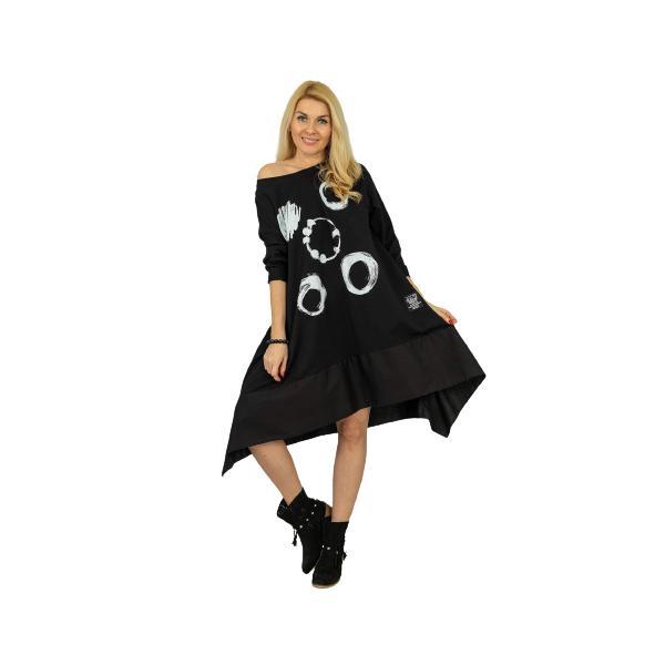 Rochie din bumbac in colturi, negru - made in italy, marime universala