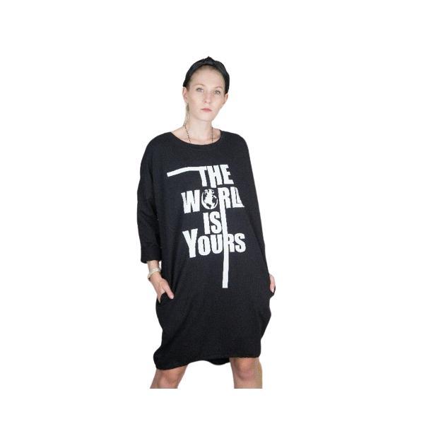 Rochie the world is yours negru, made in italy, marime universala