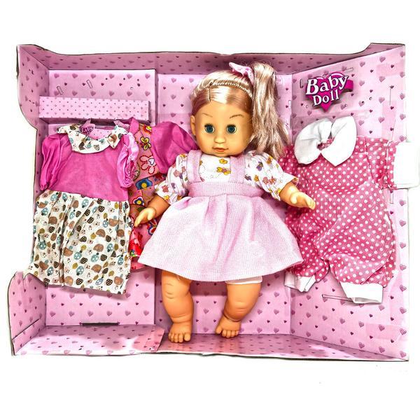 Papusa diana roz 30 cm vorbeste in limba romana si are 3 rochite de schimb - sergadionline