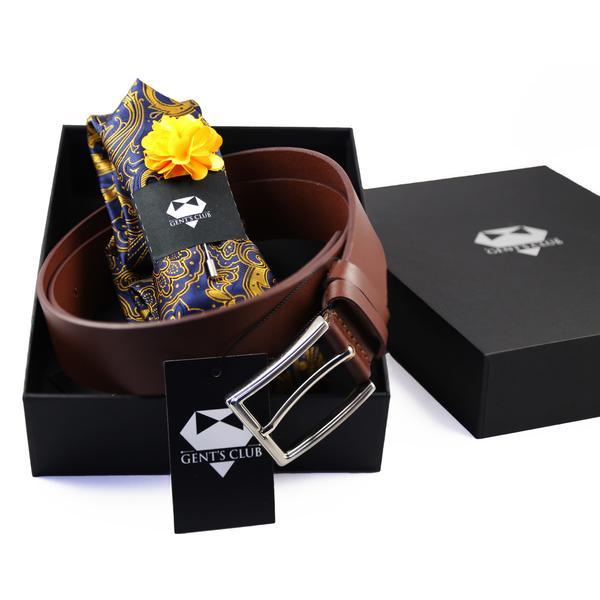 Set barbati curea cravata batista pin galben bluemarin gent's club