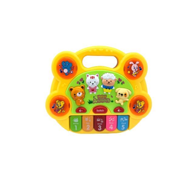 Pian muzical interactiv cu animalute, galben - shop like a pro
