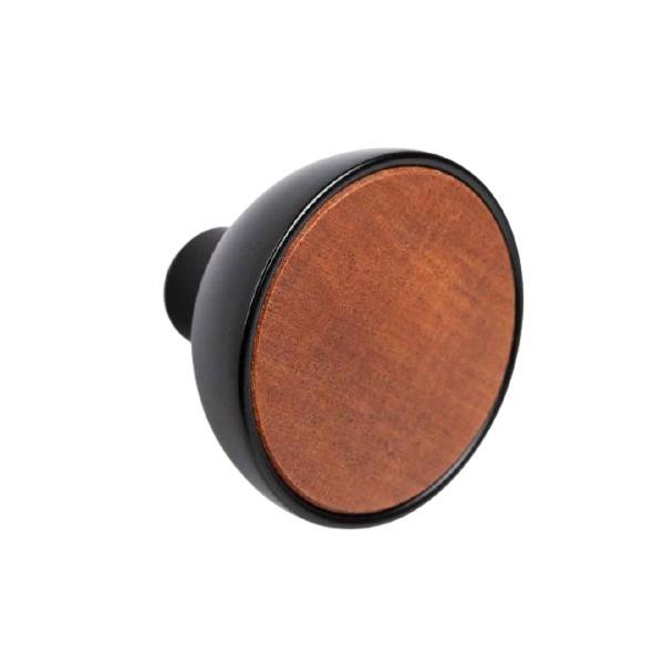 Buton pentru mobila Bol, finisaj negru mat cu sapelli natur, D:45 mm - Viefe
