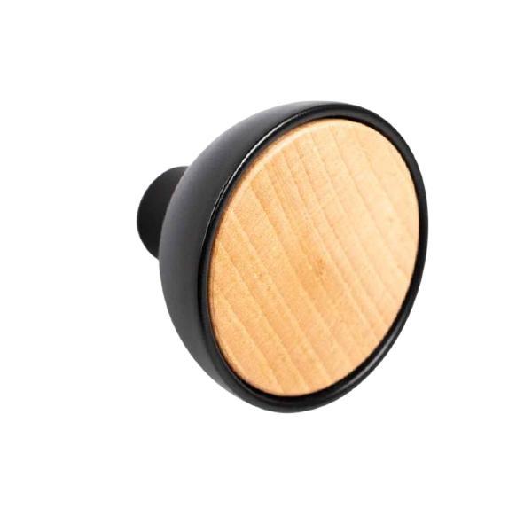 Buton pentru mobila Bol, finisaj negru mat cu fag natur, D:45 mm - Viefe