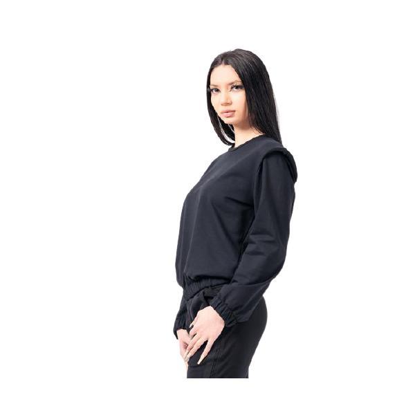 Bluză cu pernițe la umeri lazo, neagra, masura l
